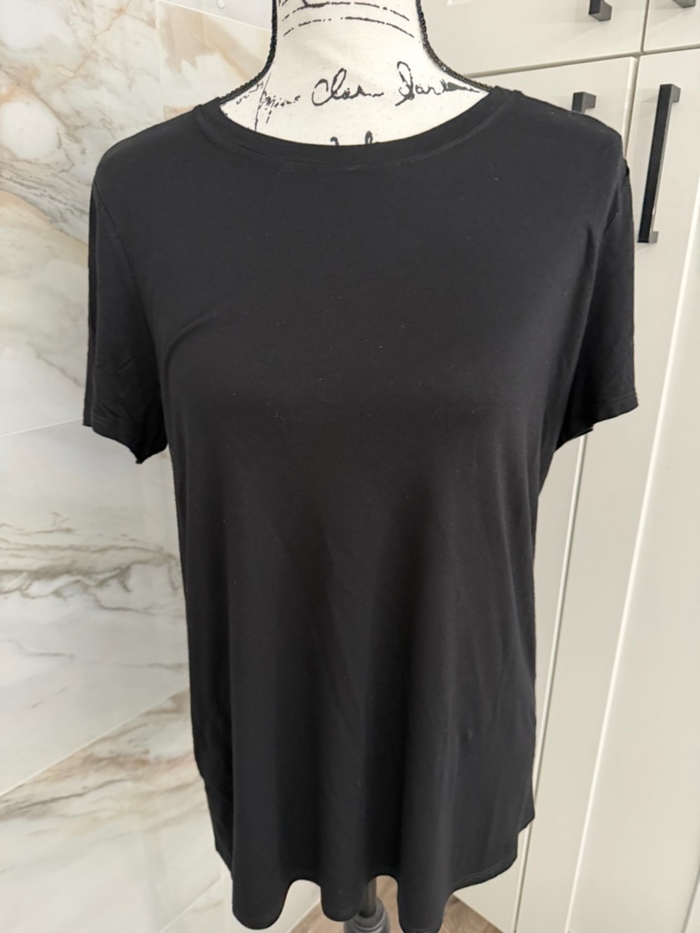 Eileen Fisher Black Short-Sleeve Stretch Knit Crew Neck Tee